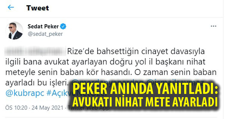 Sedat Peker’den Süleyman Soylu’ya ‘Nihat Mete’li’ cevap