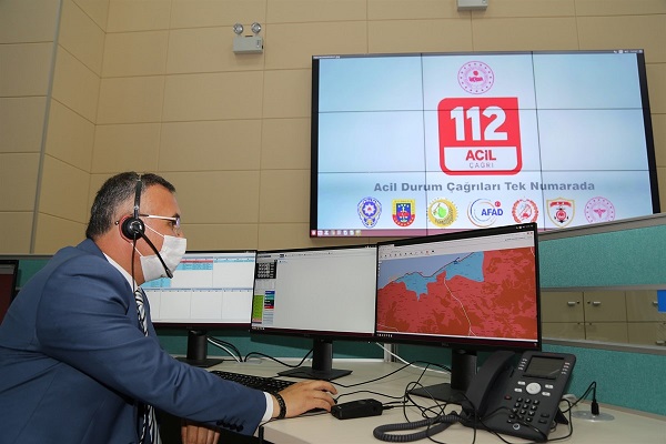 112 Acil Çağrı Merkezi’nin İlk Çağrı Alımı Vali Kemal Çeber Tarafından Yapıldı