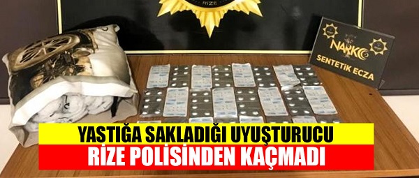 Yastığa sakladığı uyuşturucu polisten kaçmadı